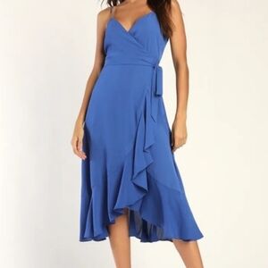 LULUS Manhattan Moment Ruffled Midi Wrap Dress Sz XL NWT